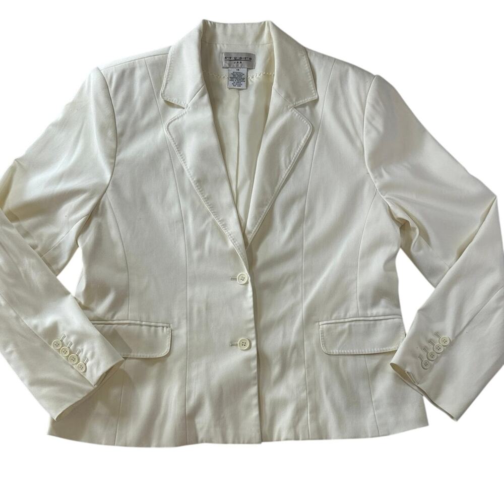 Vintage Studio JPR career blazer cream light jacket 2buttons 2front flap pockets